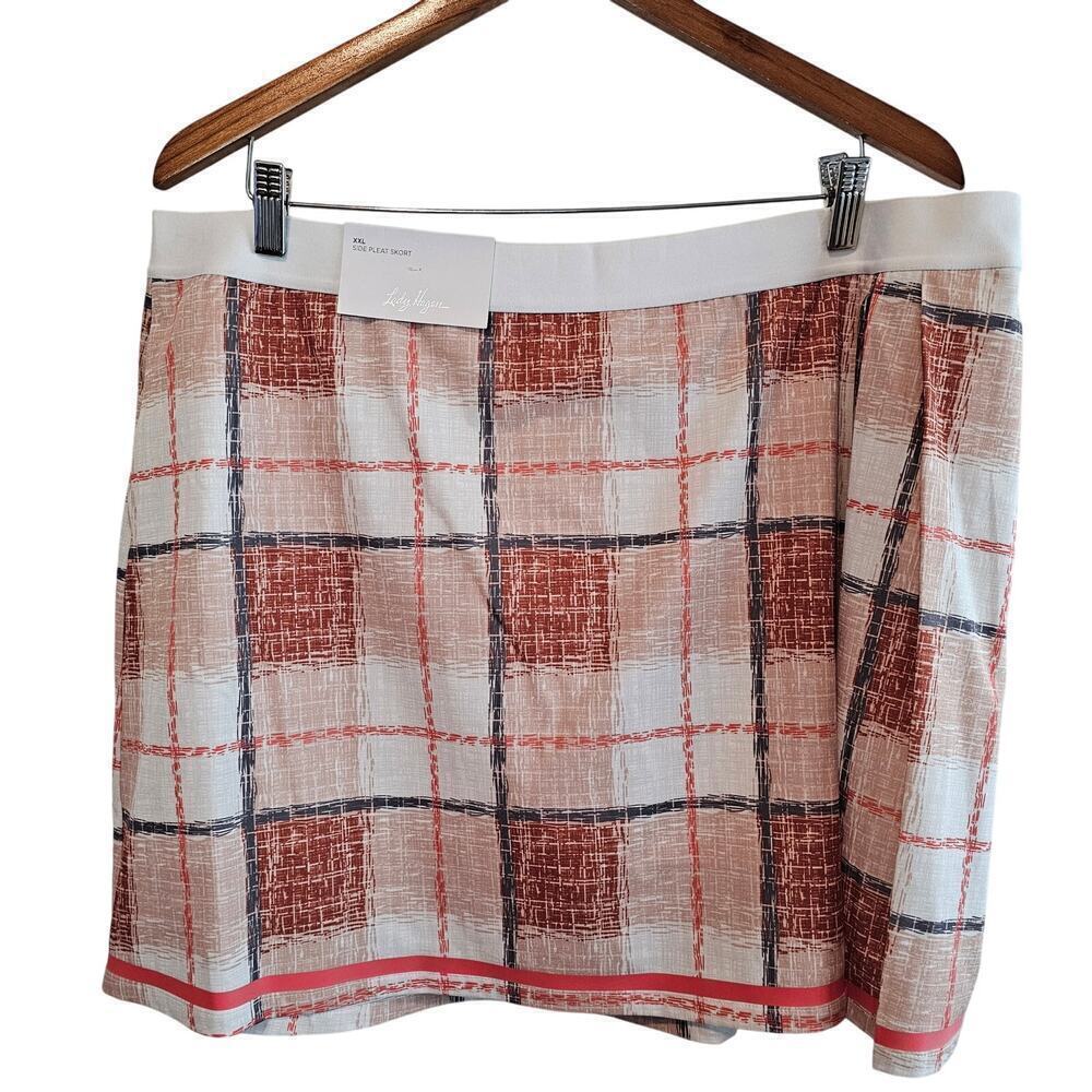 Lady Hagen Golf Skort Wormens XXL Red Plaid SIde Pleat Preppy Tennis Academia